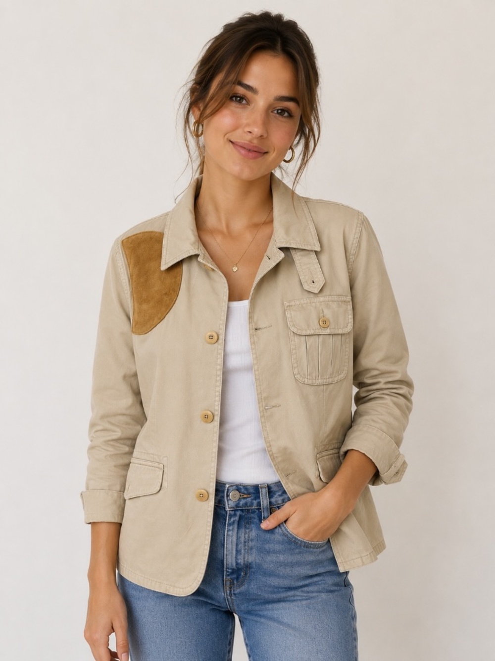 Ralph Lauren Sport Calf Suede Shooting Patch Utility Field Jacket Tan 8